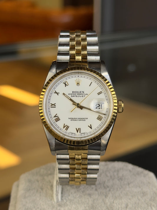 Rolex Datejust 36 16233 White Roman Track Dial