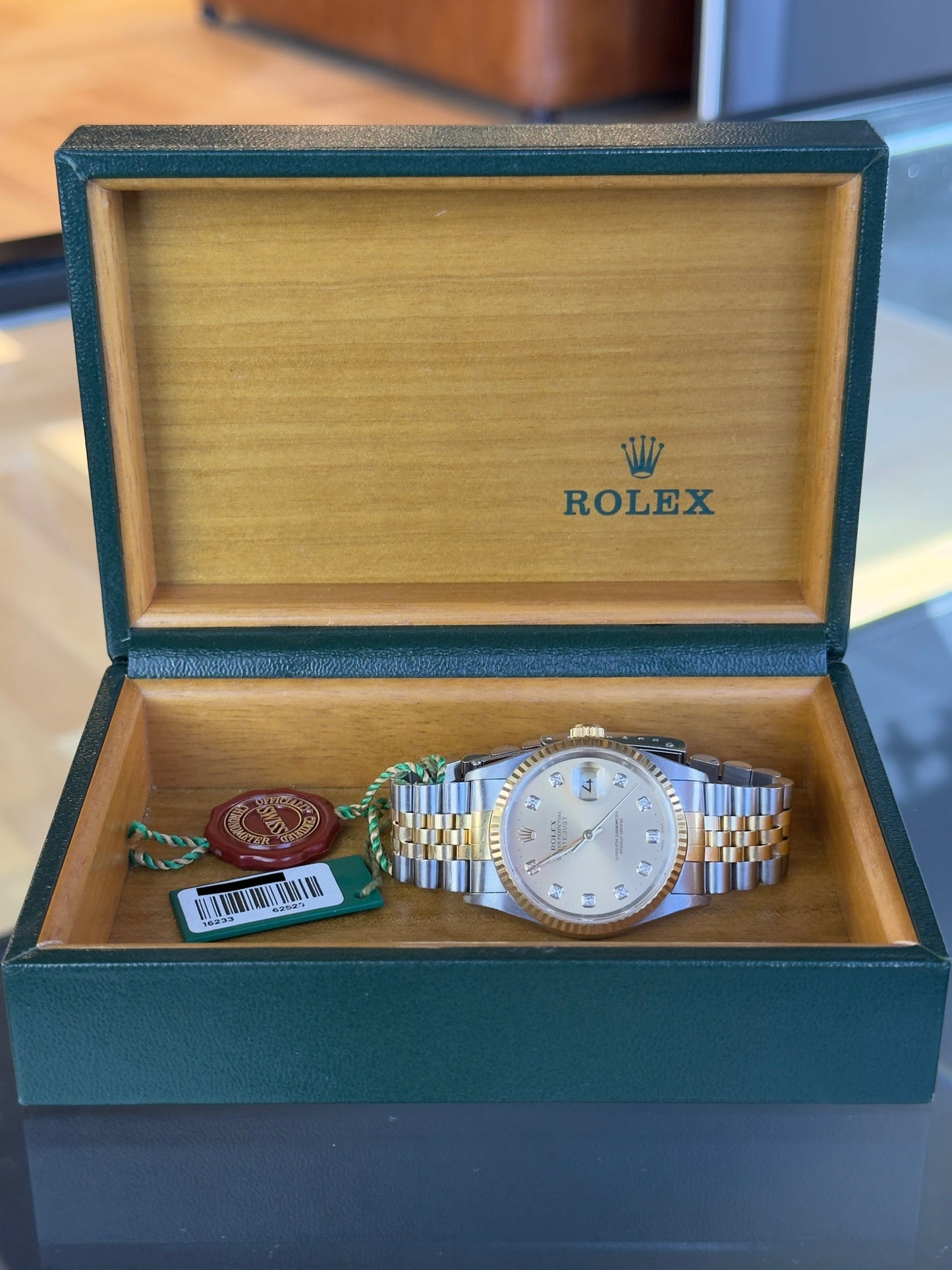 Rolex Datejust 36 16233G Champagne Diamond Dial Full Set Pre Owned