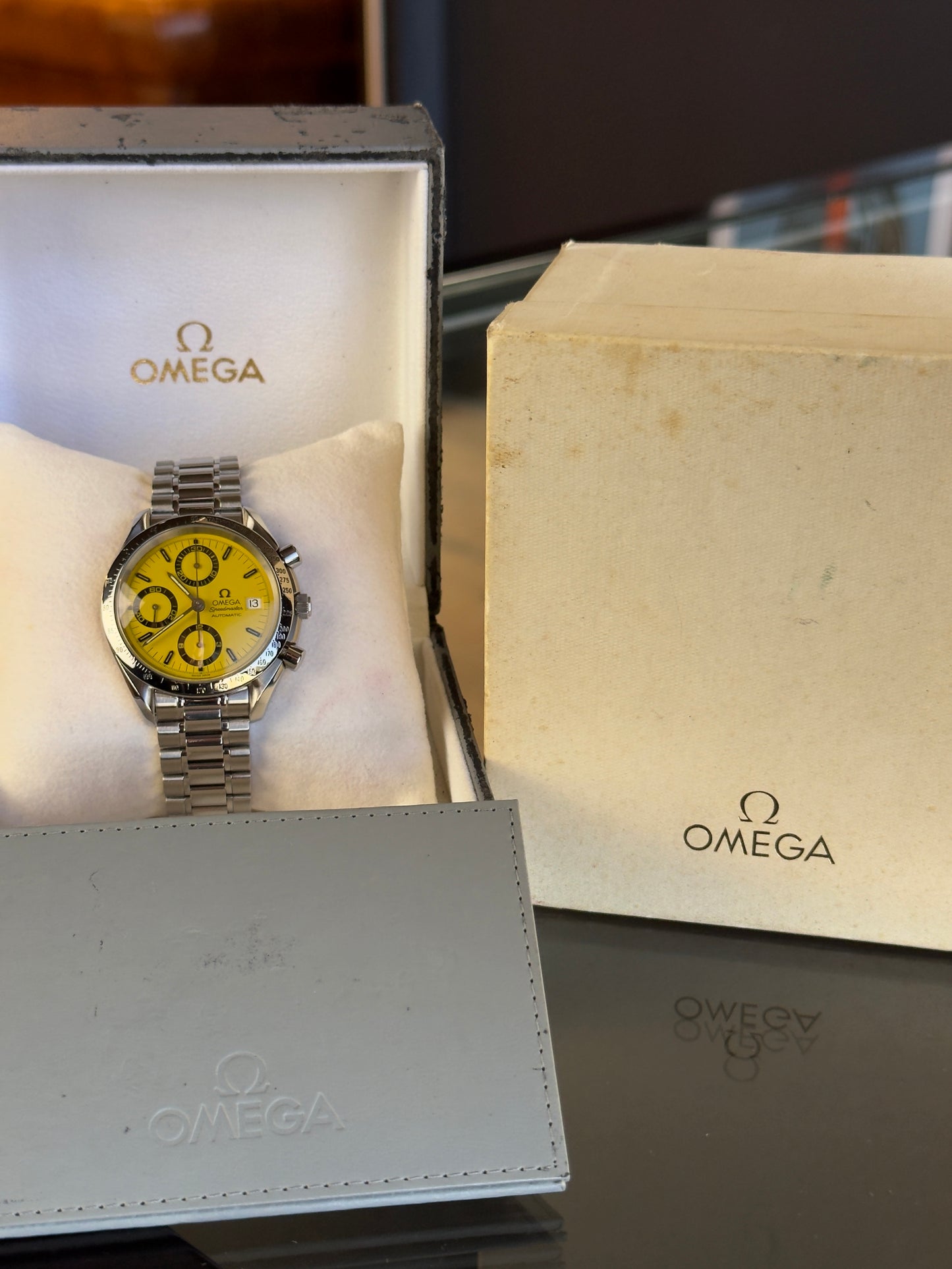 Omega Speedmaster Date 3511.12 Yellow Dial (1999) Michael Schumacher Edition Pre Owned
