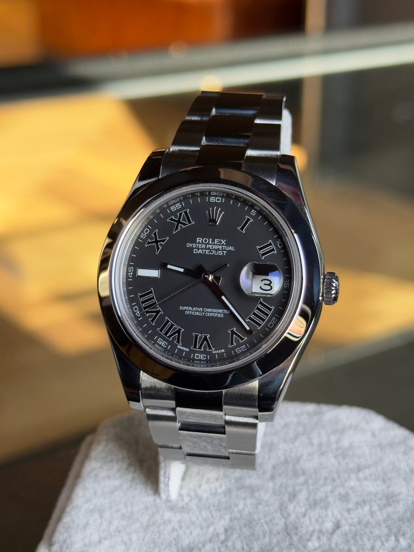 Rolex Datejust II 116300 Black Roman Dial Full Set Pre Owned