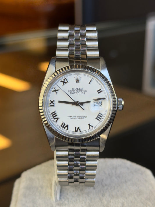 Rolex Datejust 36 16014 White Roman Track Dial